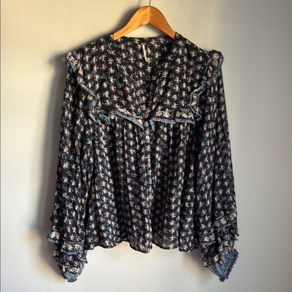 Free People Jenna Printed Blouse Large - Picture 3 of 14